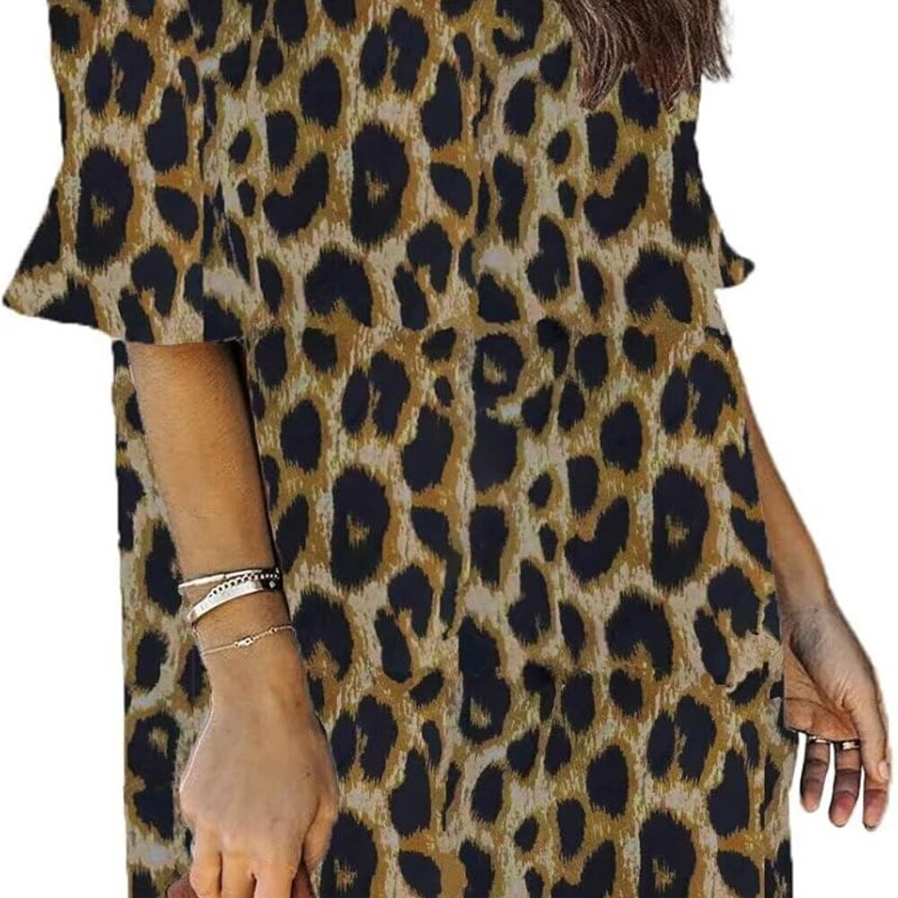 Women’s Ruffle V-Neck Casual Summer Dress Polyester Floral Print Small